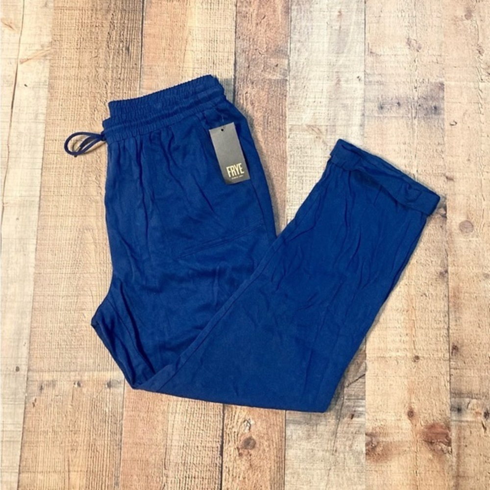 Frye Womens Navy Blue Rayon Cargo Jogger Pants Drawstring Waist Size L NEW